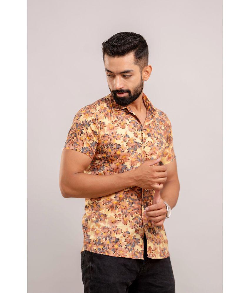 Sophisticated Men Frionkandy 100% Cotton Regular Fit Printed Half Sleeves Mens Casual Shirt - Ye