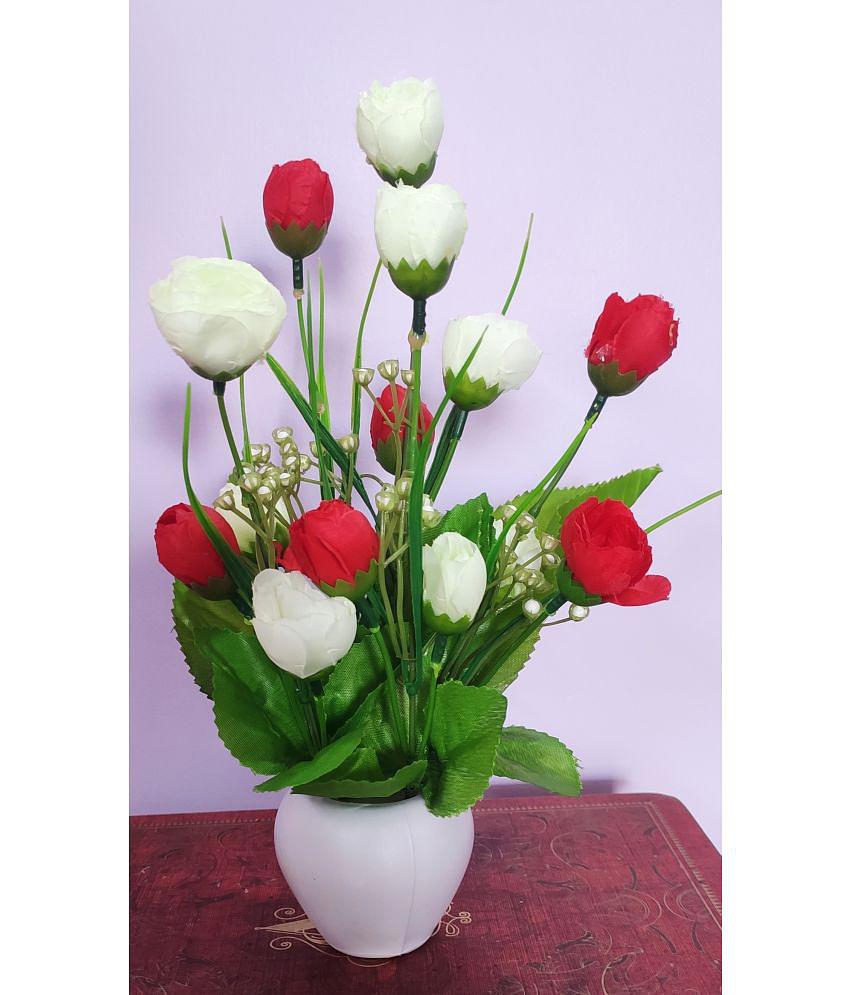 BAARIG - Red Rose Artificial Flower ( Pack of 2 )