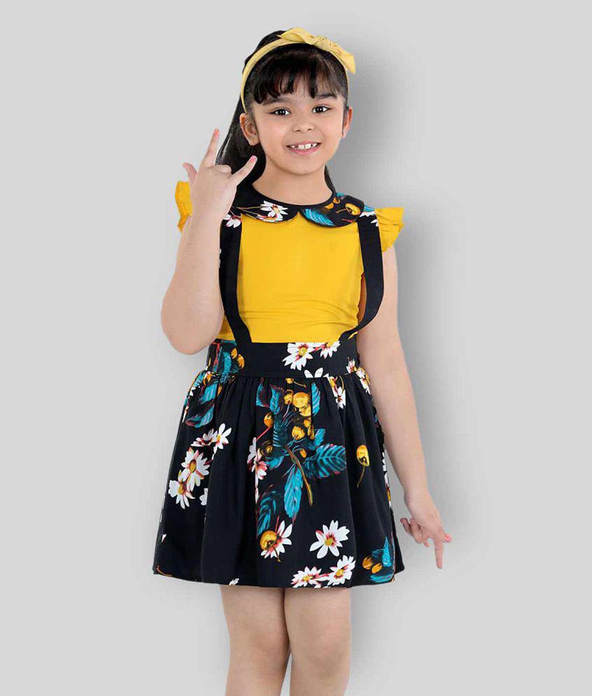 Naughty Ninos - Yellow & Black Polyester Girls A-line Dress ( Pack of 1 ) - None