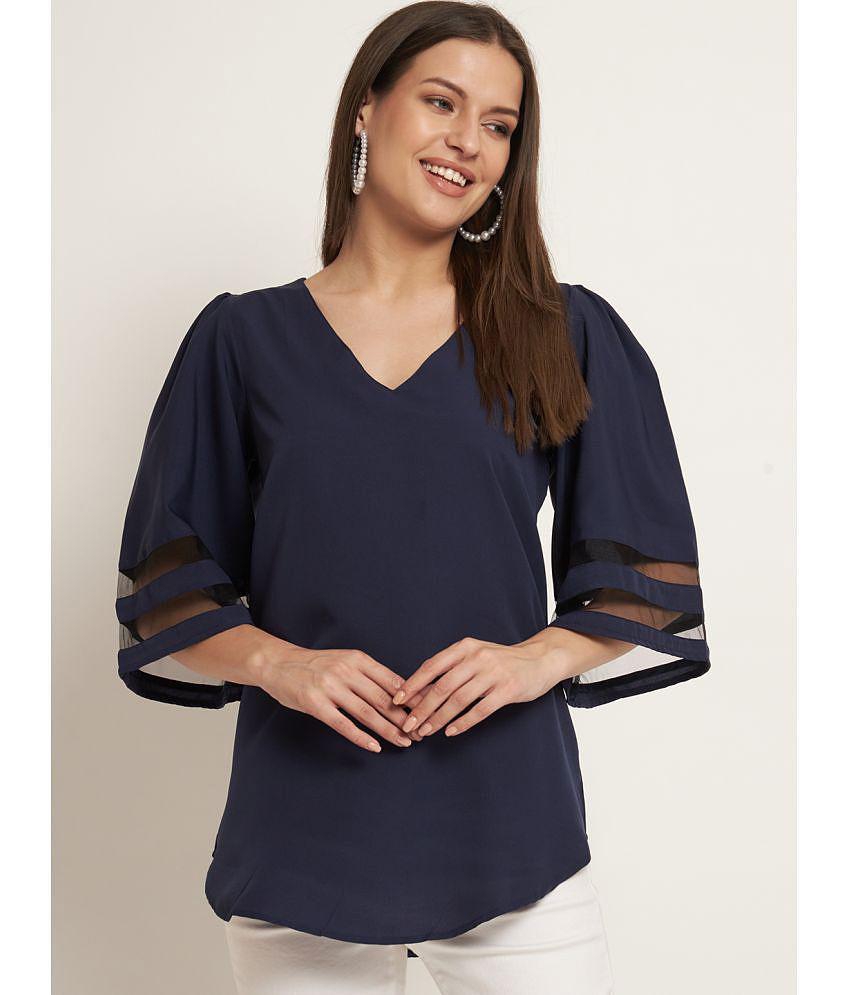 Curvydrobe Navy Blue Polyester Women's A-Line Top ( Pack of 1 ) - S, Navy Blue