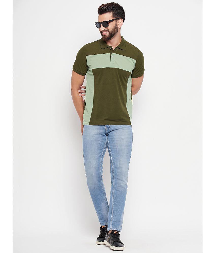 Sophisticated Men VERO AMORE - Olive Cotton Blend Regular Fit Men's Polo T Shirt ( Pack of 1 ) -