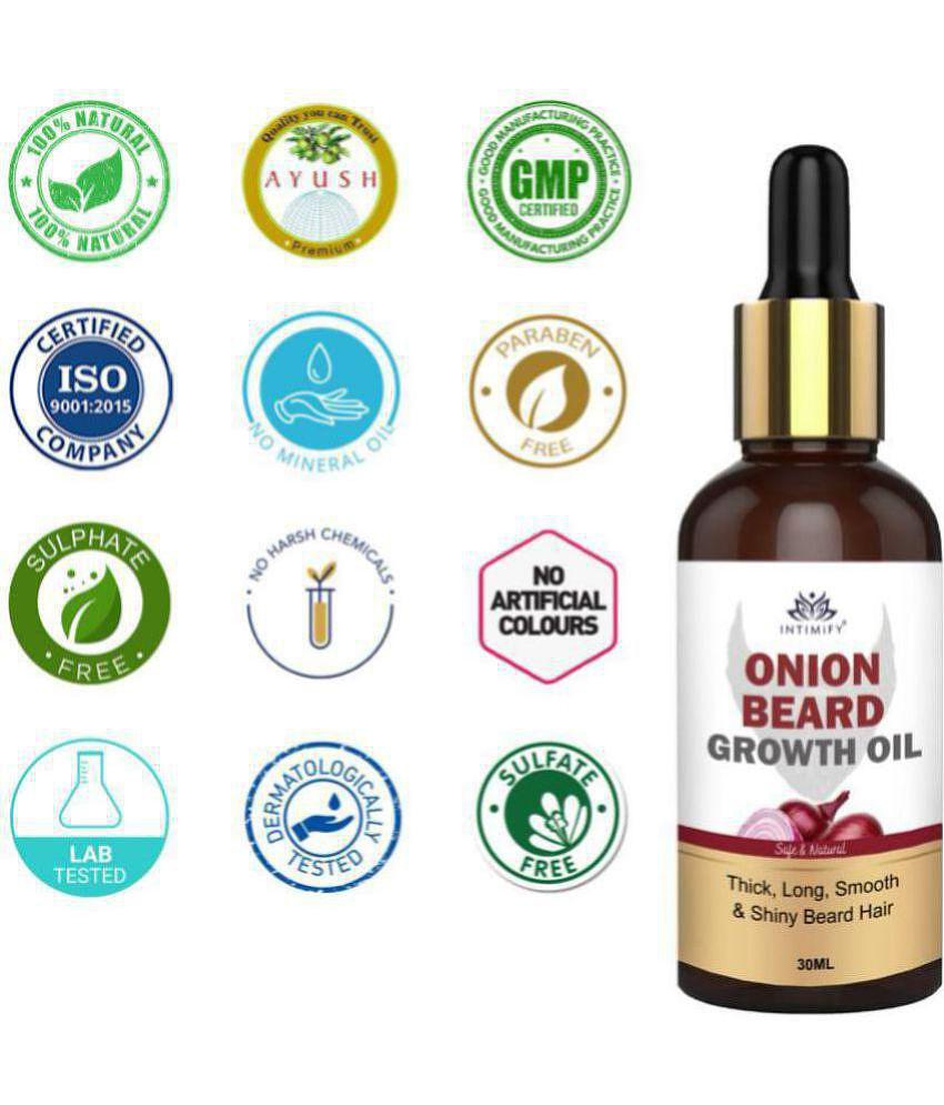 Intimify Onion Beard Growth Oil, for beard growth, much beard oil, muchstac growth oil, anti greying beard oil, 30 ml