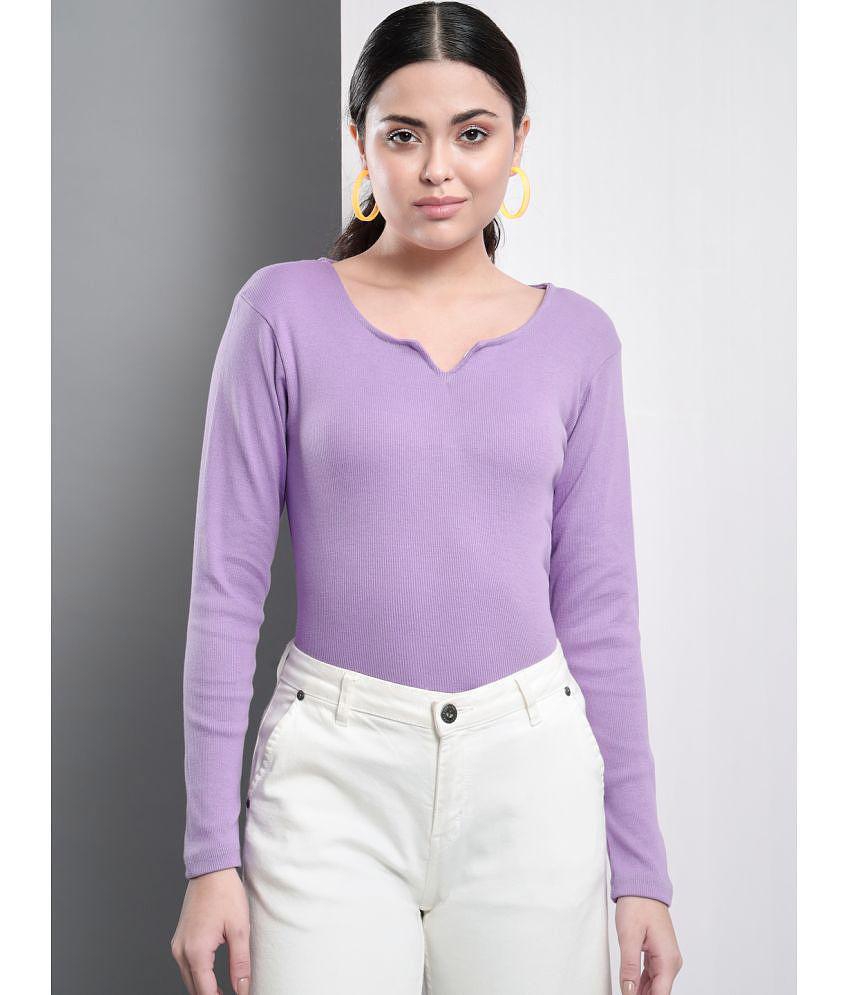 Q-rious - Purple Cotton Blend Women's Regular Top ( Pack of 1 ) - None