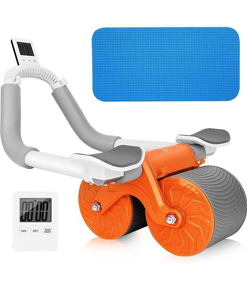 OKASTA Roller Wheel Exercise with Elbow Support, Automatic Rebound Abdominal Wheel Ab Exerciser (Multicolor)/abs roller/gym roller/exercises roller - Orange