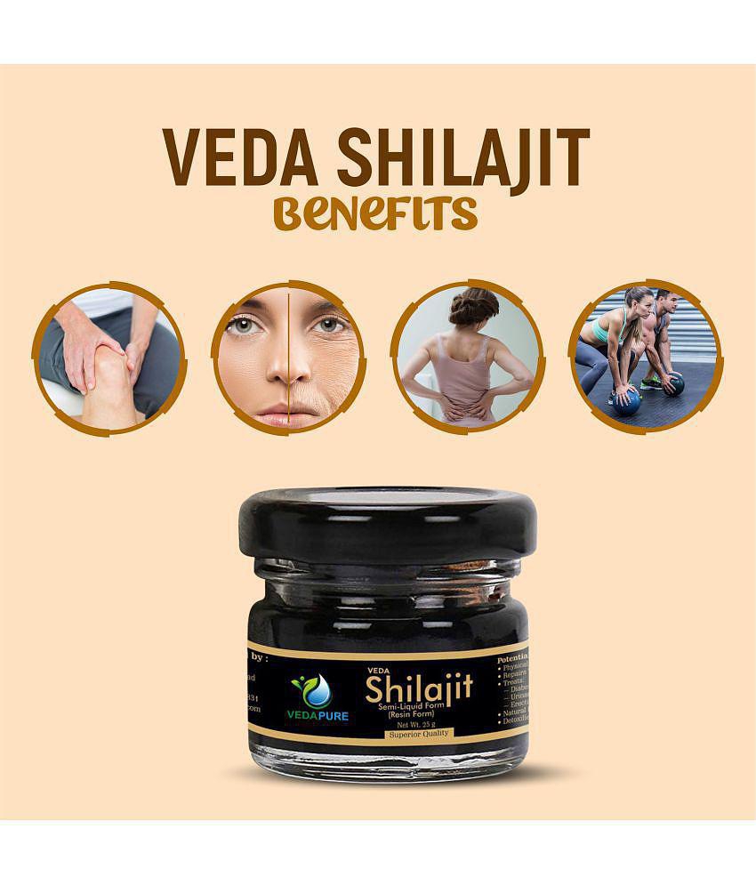 Vedapure Original Shilajit/Shilajeet Resin For Endurance, Bodybuilding and Power & Helps in Energy, Stamina -25 Gram (Pack of 2)