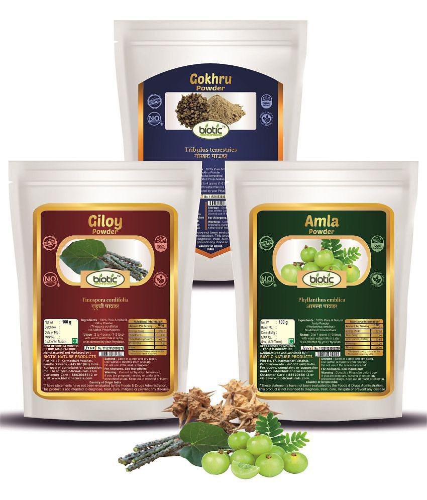 Biotic Gokhru, Giloy and Amla Powder (100g each) 300 gm