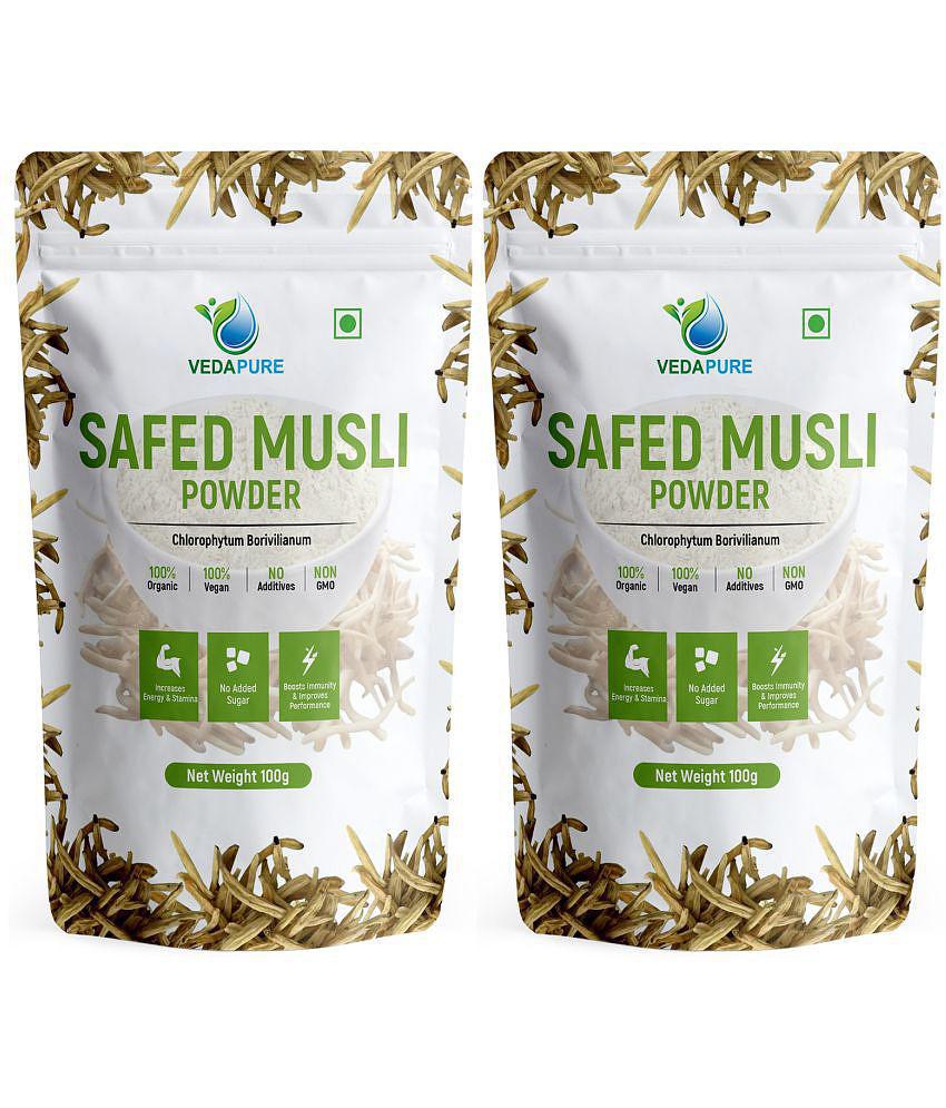 Vedapure Safed Musli Powder Supports Muscle Mass, Bones & Joints Boosts Energy,Vigor & Vitality - 100gm (Pack of 2)