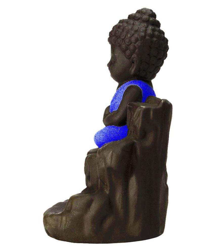 DEDHAS Smoke buddha Blue with20pcCone Resin Buddha Idol 12 x 7 cms Pack of 1