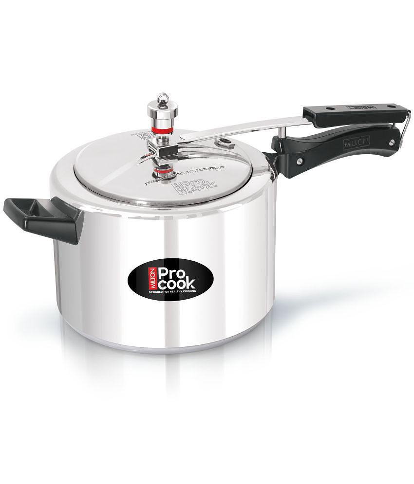 Milton Pro Cook Aluminium Induction Pressure Cooker With Inner Lid, 4 litre, Silver