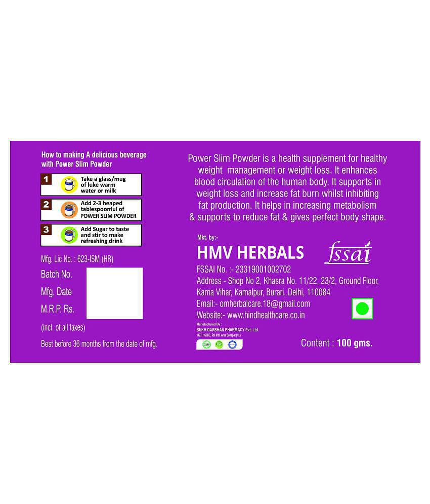 HMV Herbals Power Slim- Herbal Fat Cutter Vanilla Powder 200 gm Pack Of 2