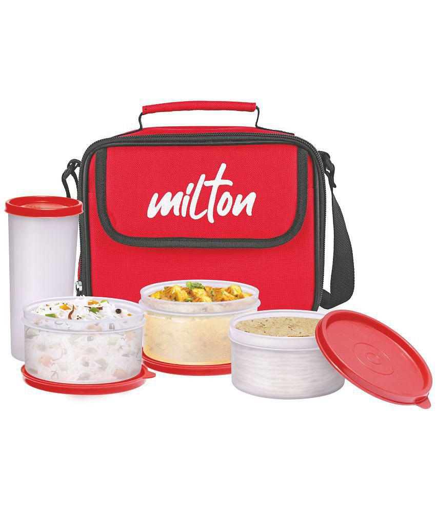 Milton New Meal Combi Lunch Box, 3 Containers and 1 Tumbler, Red