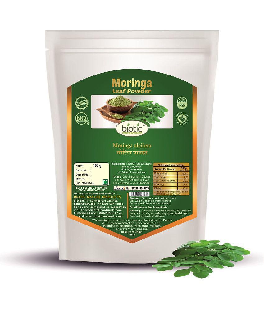 Biotic Moringa Leaf Powder (Moringa Oliefera) for Eating, Hair 100 gm