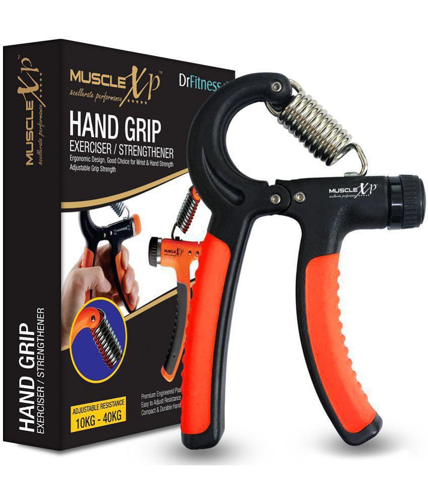 MuscleXP DrFitness+ Hand Grip Exerciser / Strengthener| Strong Compression Spring, Adjustable Hand Grip, Wrist & Hand Grip Strength Workout - Multi Color