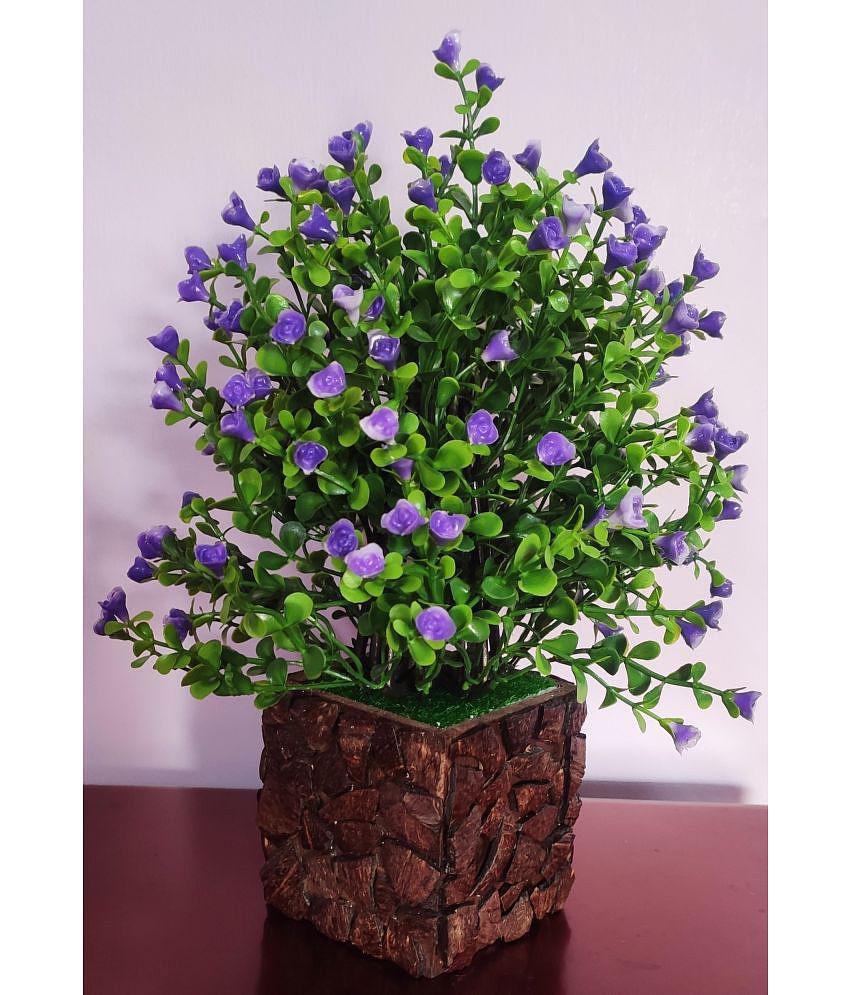 BAARIG - Blue Rose Artificial Flowers With Pot ( Pack of 1 )