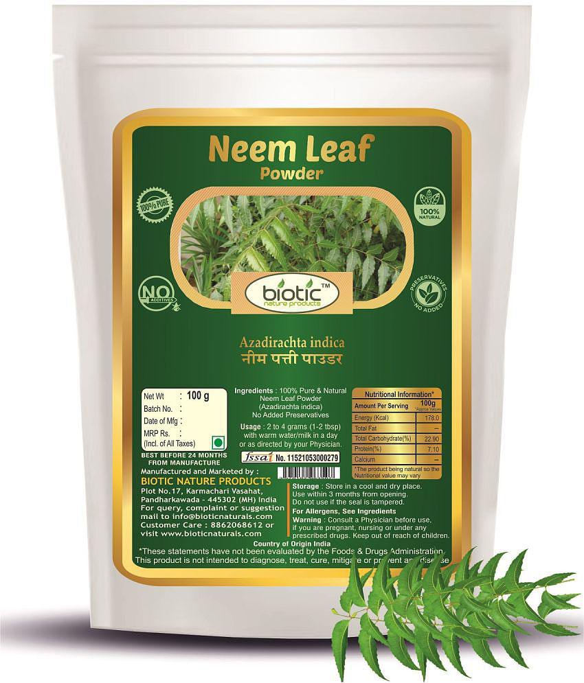 Biotic Neem Leaf Powder - Neem Leaves Powder (Azadirachta Indica) 100 gm