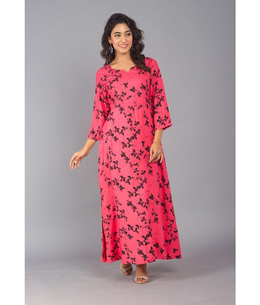 Luxurious Men Frionkandy - Pink Rayon Womens A-line Dress ( Pack of 1 ) - None 2025 at ShopCircu