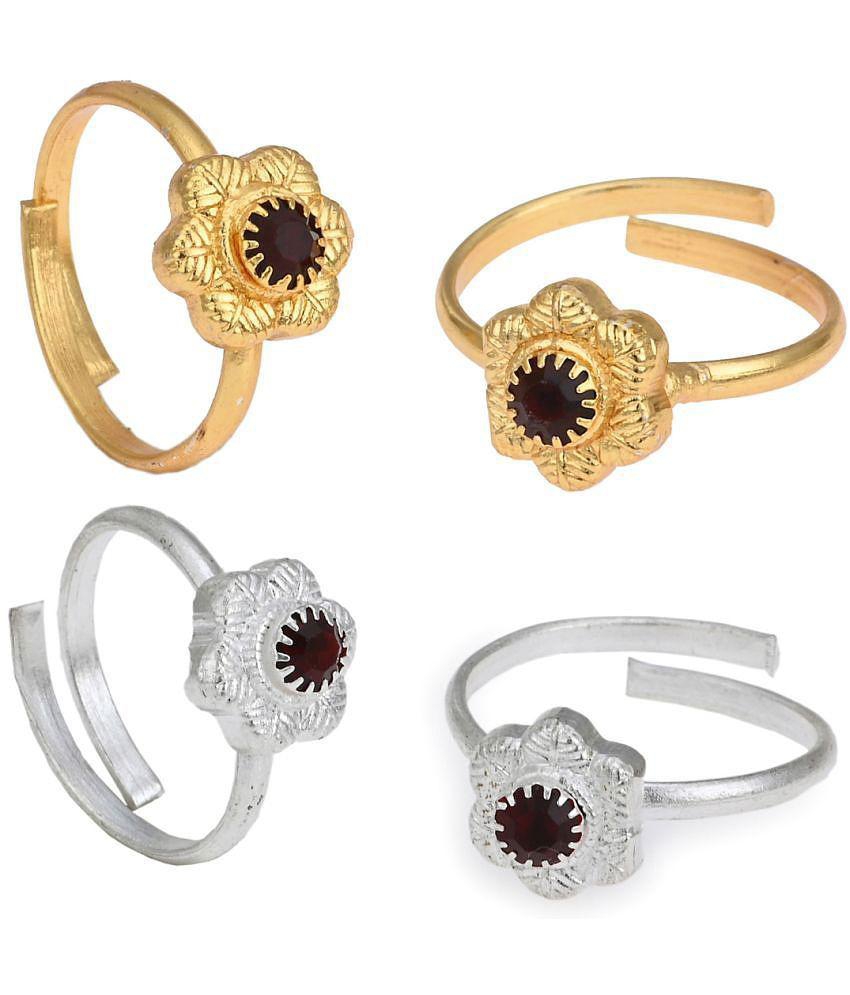 Sophisticated Men AanyaCentric Gold & Silver Plated 2 Pair Toe Rings - Multi Color 2025 at ShopC