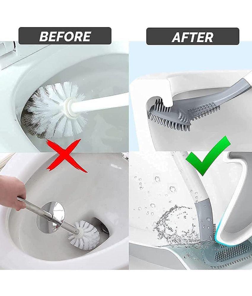 GKBOSS Silicone Toilet Brush with Holder Stand Plastic Toilet Brush