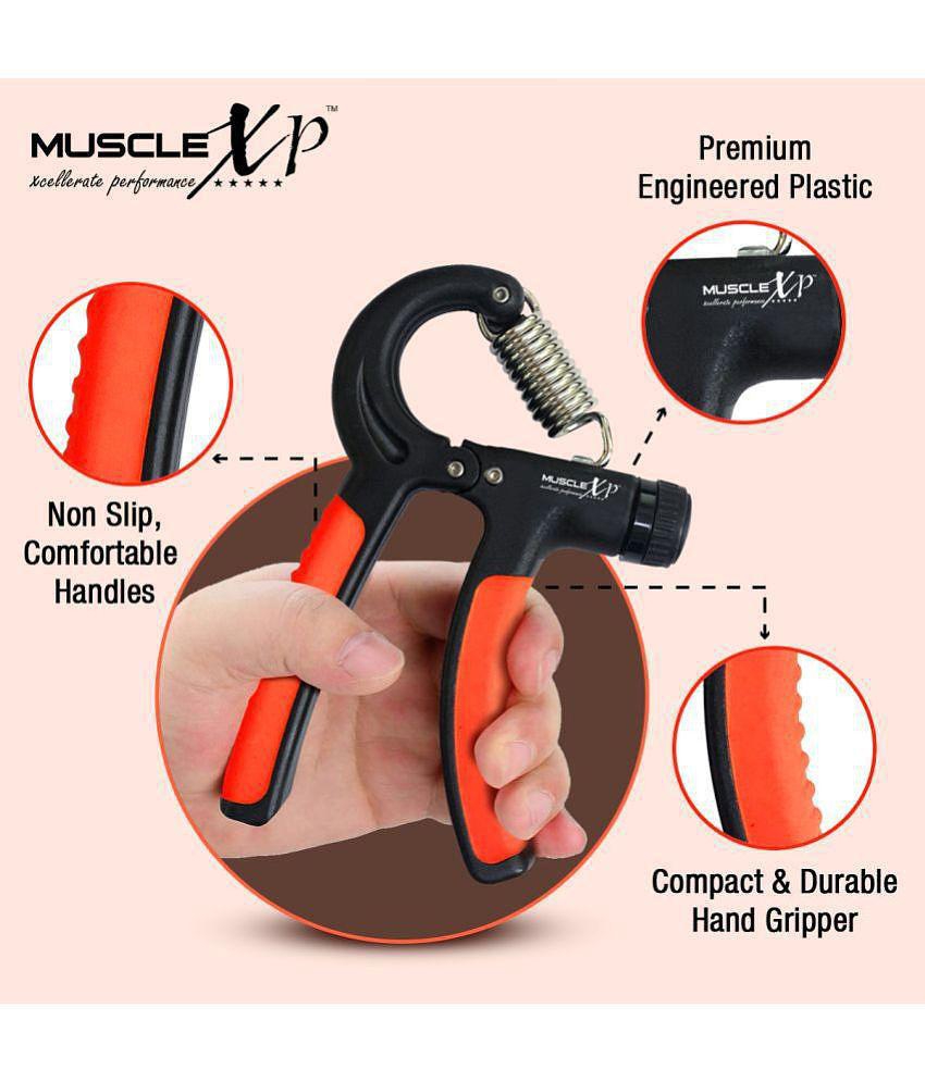 MuscleXP DrFitness+ Hand Grip Exerciser / Strengthener| Strong Compression Spring, Adjustable Hand Grip, Wrist & Hand Grip Strength Workout - Multi Color