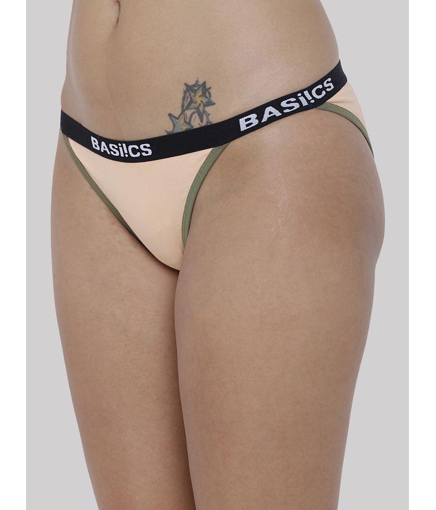 Affordable Men BASIICS By La Intimo - Beige BCPBR09 Cotton Lycra Solid Womens Bikini ( Pack of 1