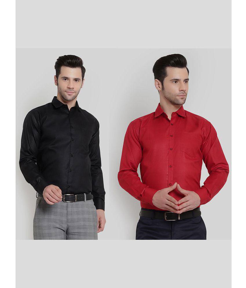 SREY - Red Polyester Blend Slim Fit Men's Formal Shirt ( Pack of 2 ) - None