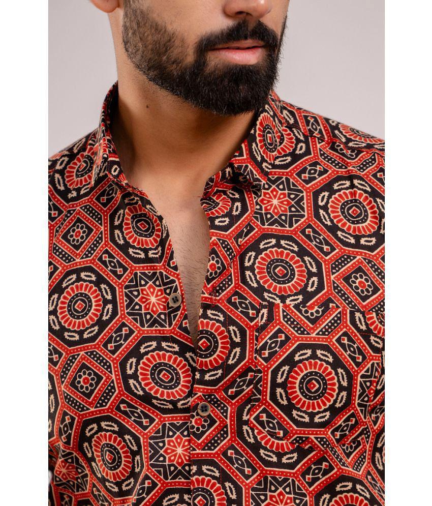 Premium Men Frionkandy 100% Cotton Regular Fit Printed Half Sleeves Mens Casual Shirt - Black ( 