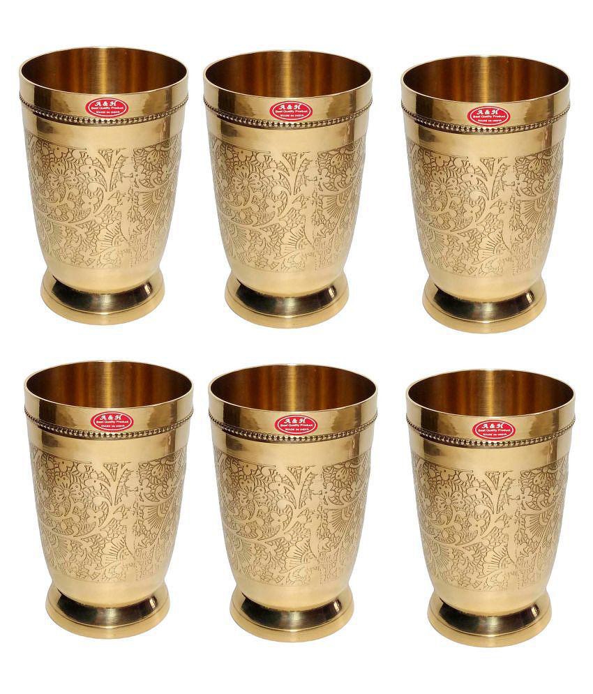 A & H ENTERPRISES - Brass Glasses Set 250 ml ( Pack of 6 )