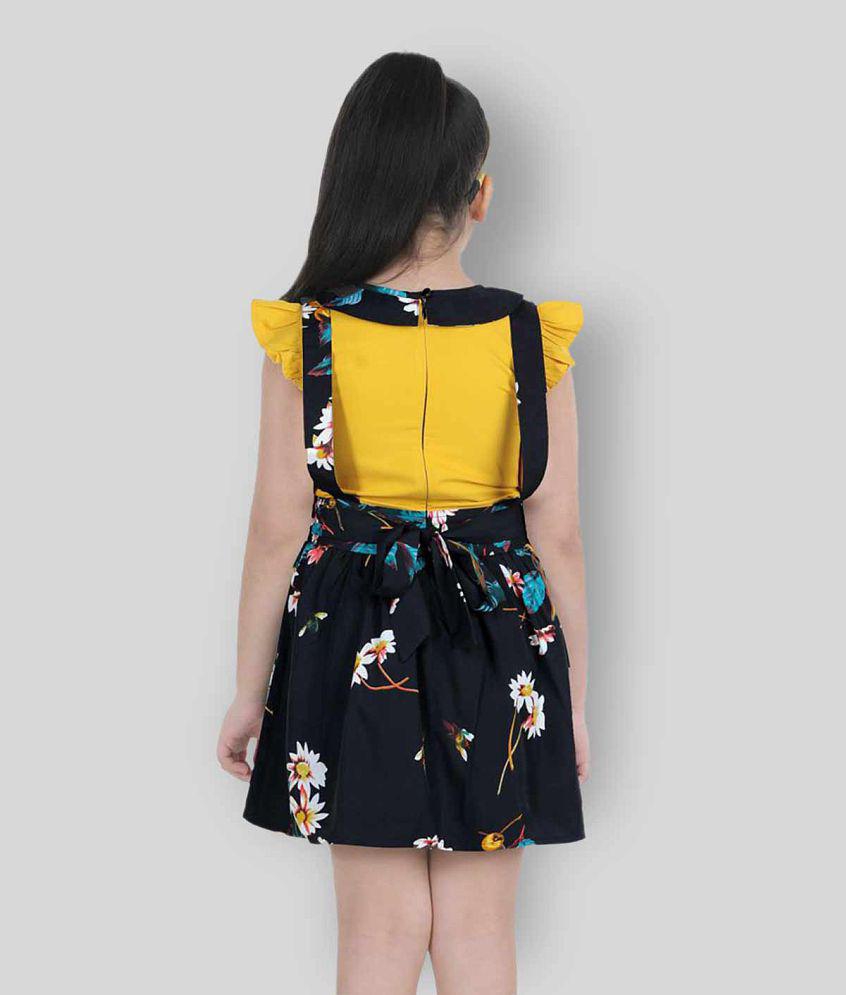 Naughty Ninos - Yellow & Black Polyester Girls A-line Dress ( Pack of 1 ) - None