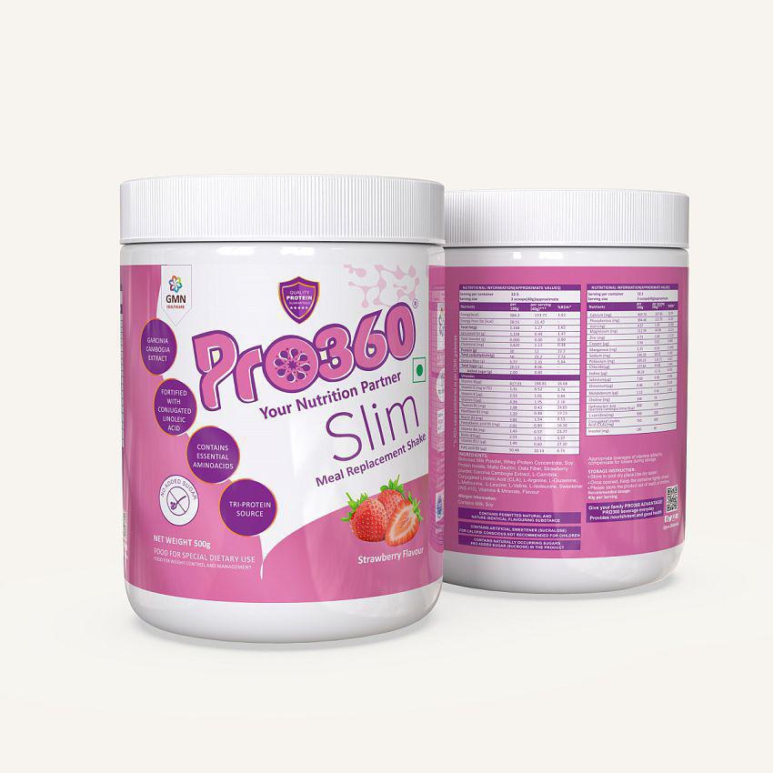 PRO360 Slim Weight Loss Protein Supplement Powder 500 gm Strawberry