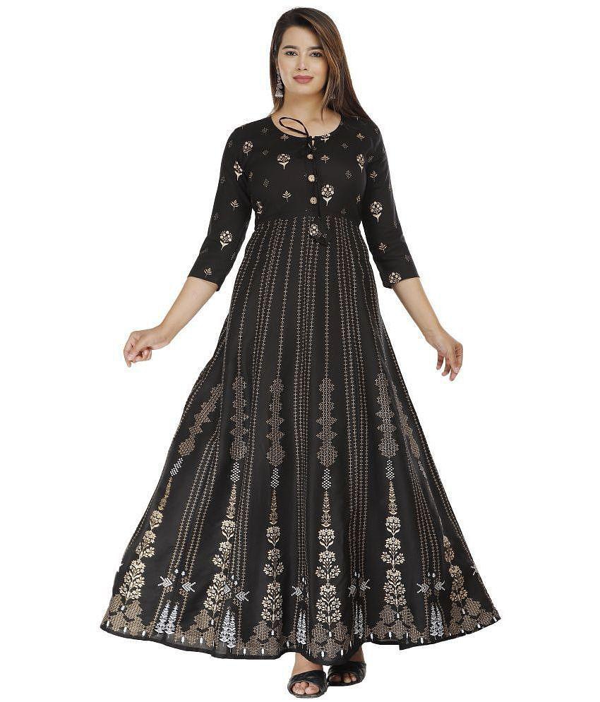 Buy Online Plo ANNEIV - Black Rayon Women's Anarkali Kurti ( Pack of 1 ) - None