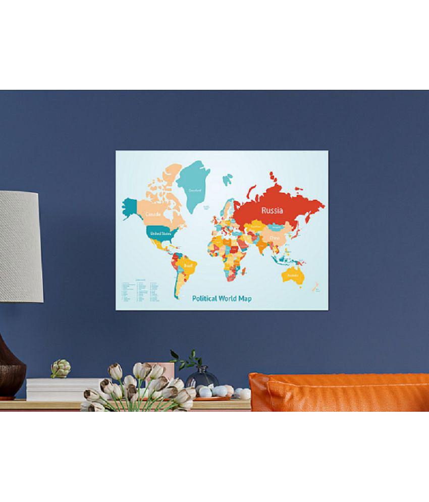 Photojaanic World Map - Laminated Both Sides 12x16in Non-Tearable & Waterproof | Printed on thick paper with a gloss finish