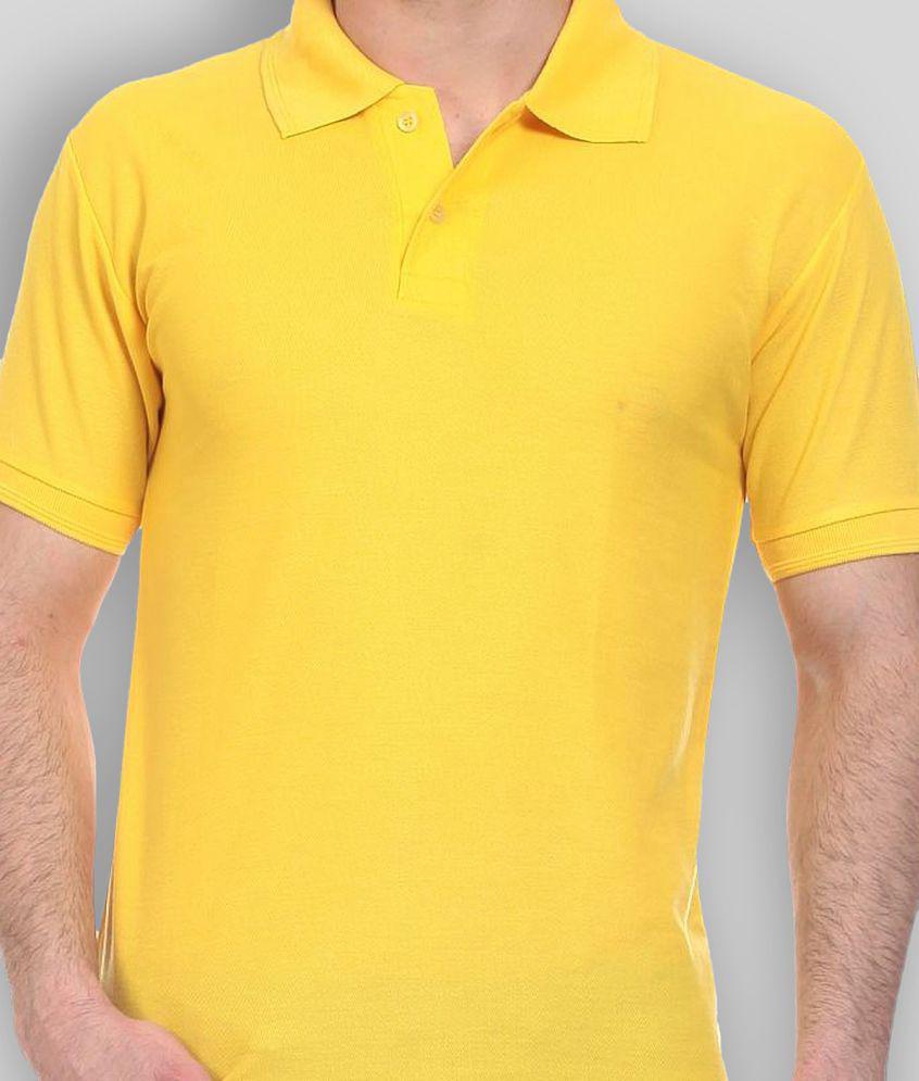 FASHION365 - Yellow Cotton Blend Slim Fit Men's Polo T Shirt ( Pack of 1 ) - None