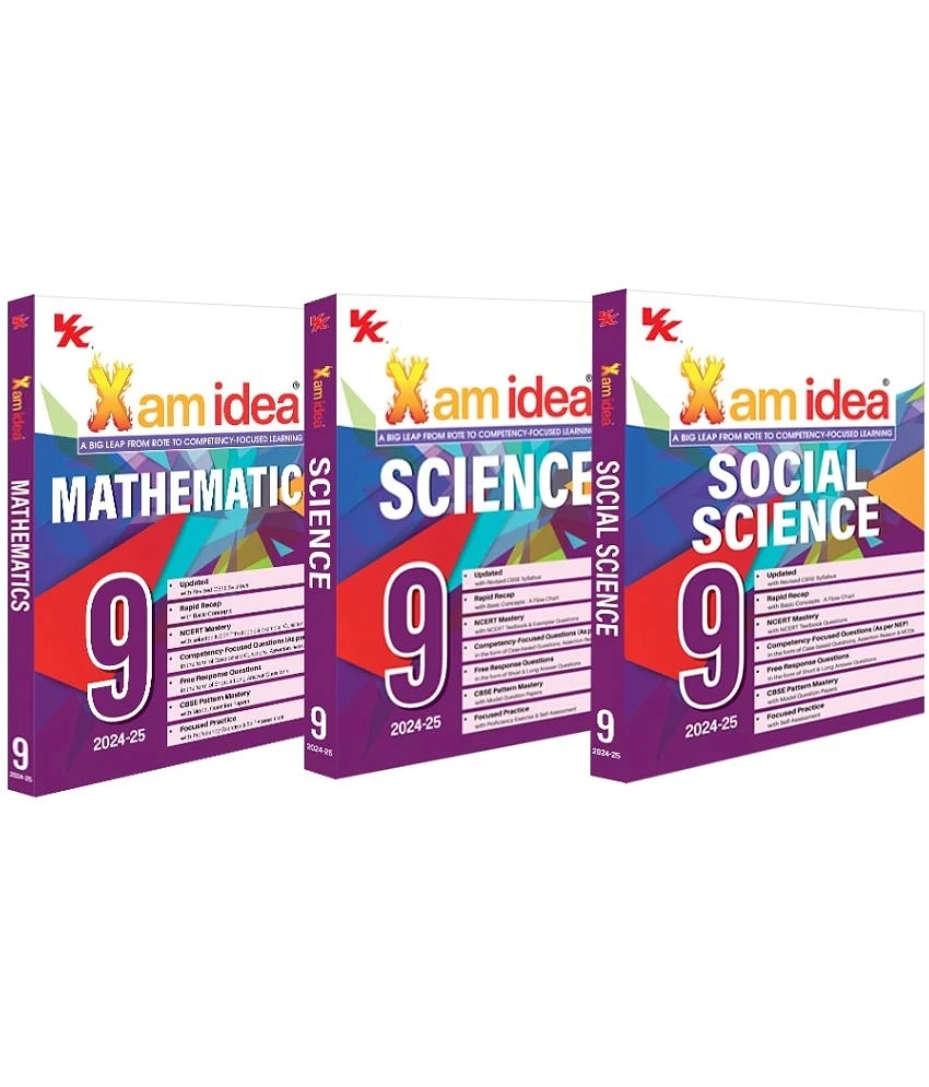 Buy Xam Idea Bundle Set Of 3 Science Social Science Mathematics Class 9 Book Cbse Chapterwise 1360