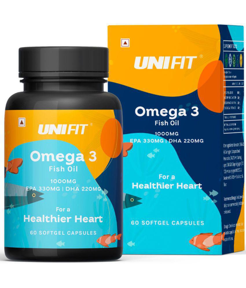 Unifit Omega 3 Fish Oil 1000mg Capsules, Omega3 Fish Oil For Men and Women, 330mg EPA & 220mg DHA For Healthy Heart (60 Capsules)