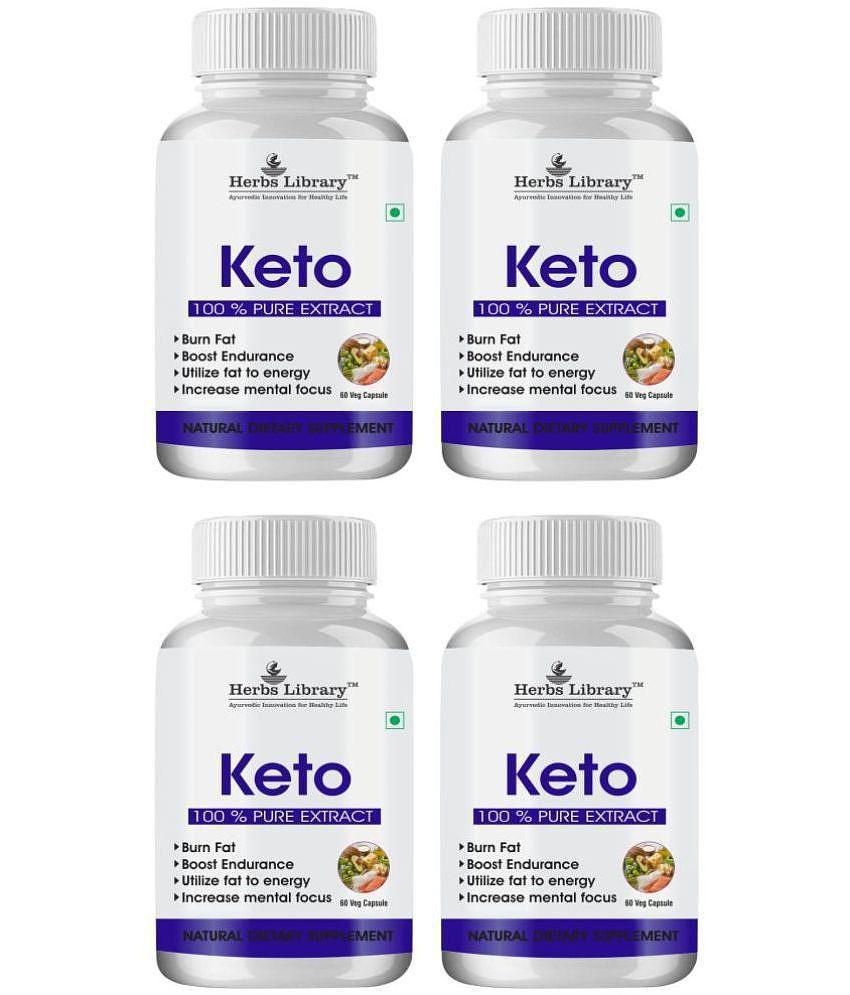 Herbs Library Keto Capules Supports Weight Loss with Garcinia Cambogia 60 Capsules Each (Pack of 4)