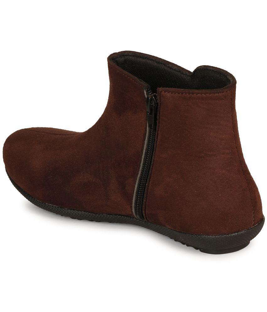 Best Women Ishransh Brown Women''s Ankle Length Boots - None 2025 at ShopCircuit | ONDC