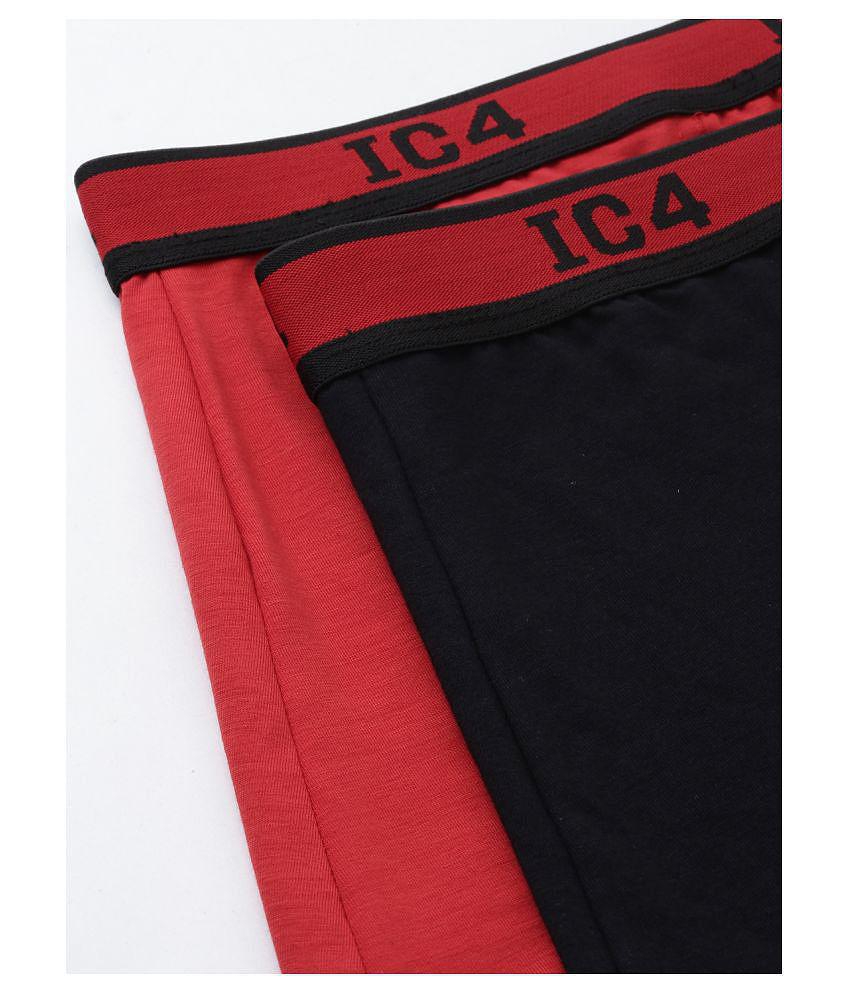 IC4 -  Black Cotton Blend Men's Trunks ( Pack of 2 ) - L