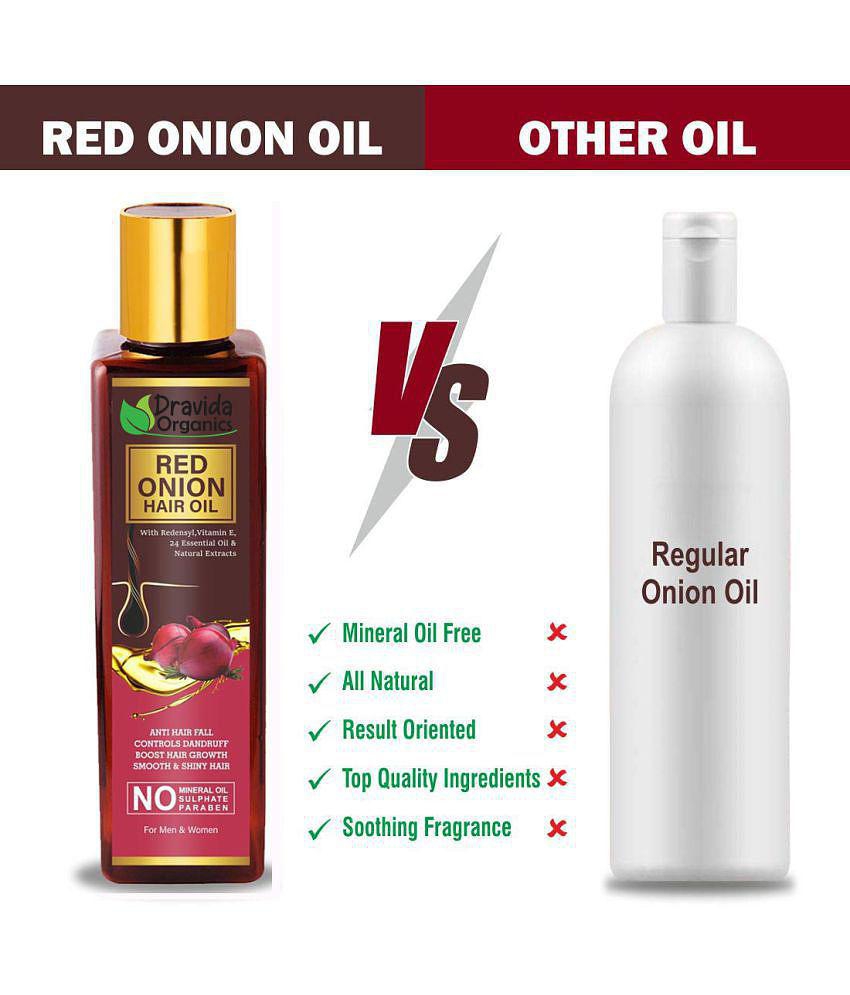 Dravida Organics Onion Oil with Black Seed Oil Extracts - Controls Hair Fall 100 mL Pack of 2