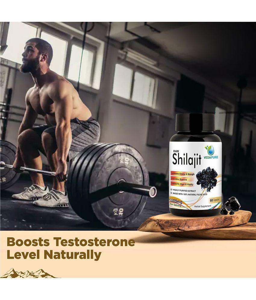 Vedapure Raw Shilajit Capsule with shilajit Extract Helps in Stamina, Power,For Men & Women 1000mg - 60 Cap (Pack of 2)