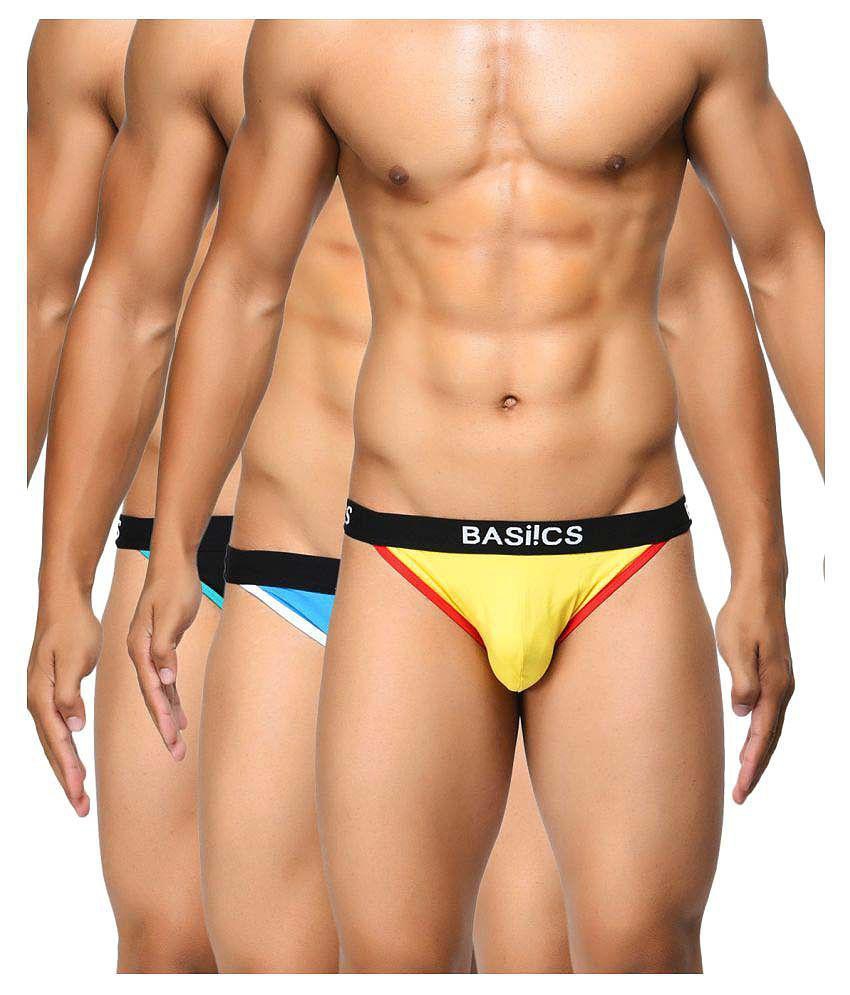 Luxurious Men BASIICS By La Intimo - Multicolor Cotton Mens Briefs ( Pack of 3 ) - S 2025 at Sho