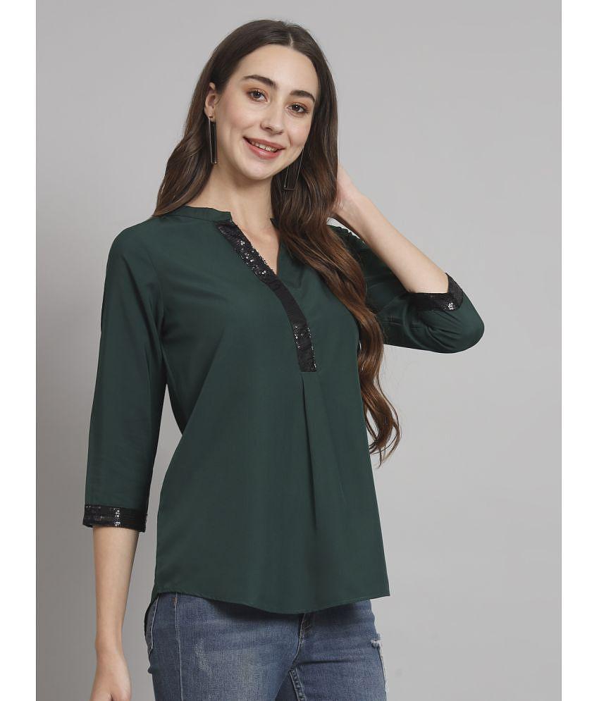 Curvydrobe Green Crepe Women's A-Line Top ( Pack of 1 ) - XL, Green