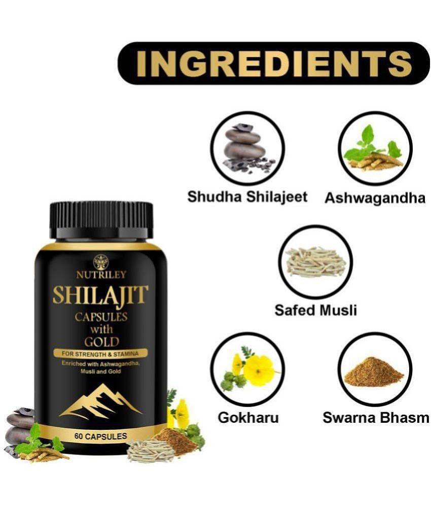 Nutriley Shilajeet Gold Capsules, Pure Shilajit, Original Shilajit, Pure Shilajit Capsule, for Vigour & Vitality, enriched with Shilajit, Hammer Of Thor Original Capsule For Performance Stam