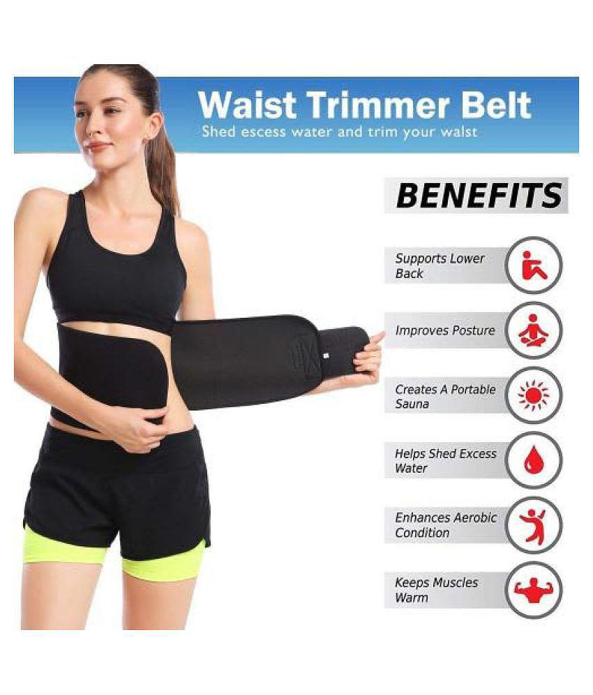 DynFIT combo of double spring tummy trimmer/ab exerciser and sweat slim belt for women and men - Black