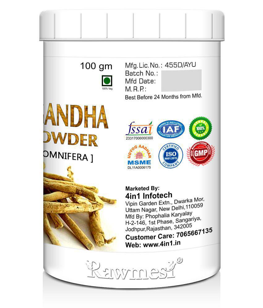 rawmest Organic Ashwagandha Pack of 4 Powder 400 gm