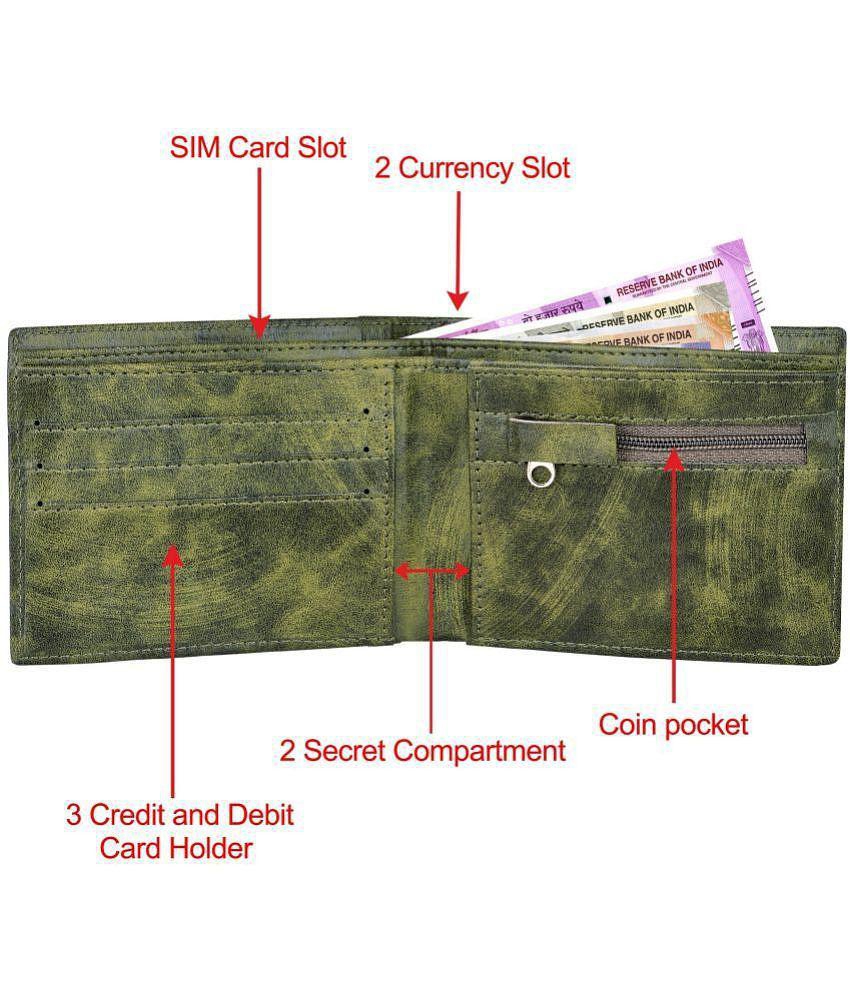 Latest Men Lorem - Green Faux Leather Mens Two Fold Wallet ( Pack of 1 ) - Green 2025 at ShopCir