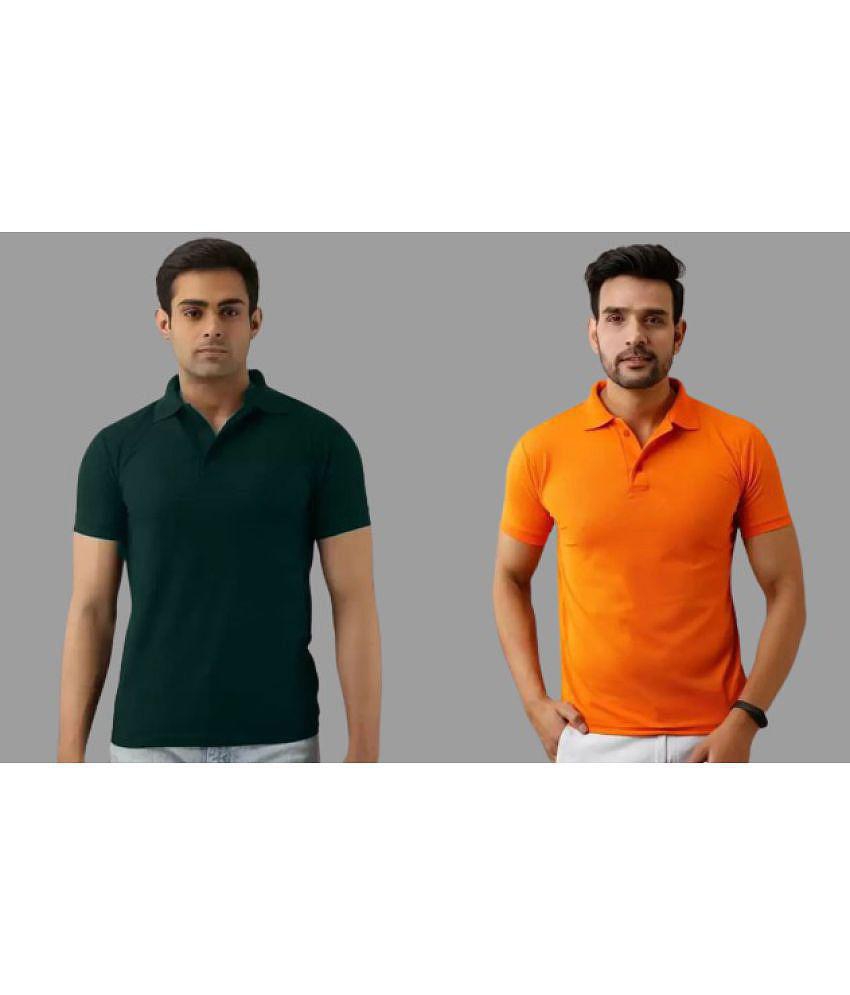 SKYRISE - Multicolor Cotton Blend Slim Fit Men's Polo T Shirt ( Pack of 2 ) - None