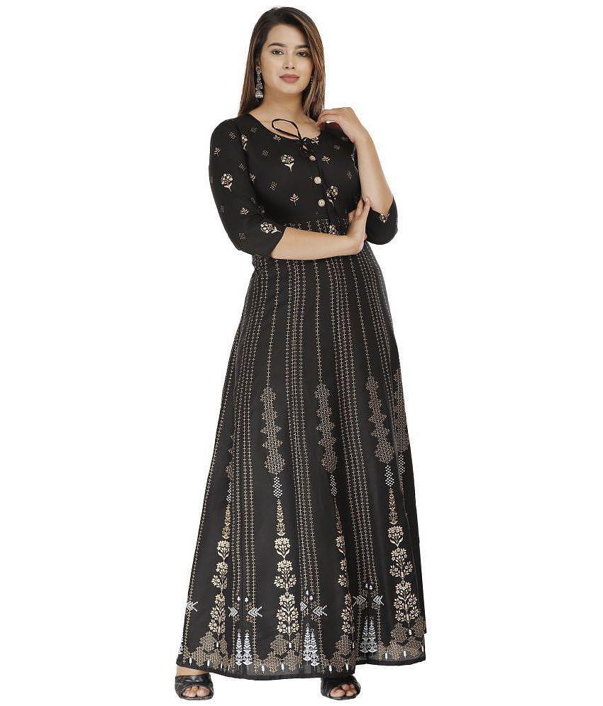 Buy Online Plo ANNEIV - Black Rayon Women's Anarkali Kurti ( Pack of 1 ) - None