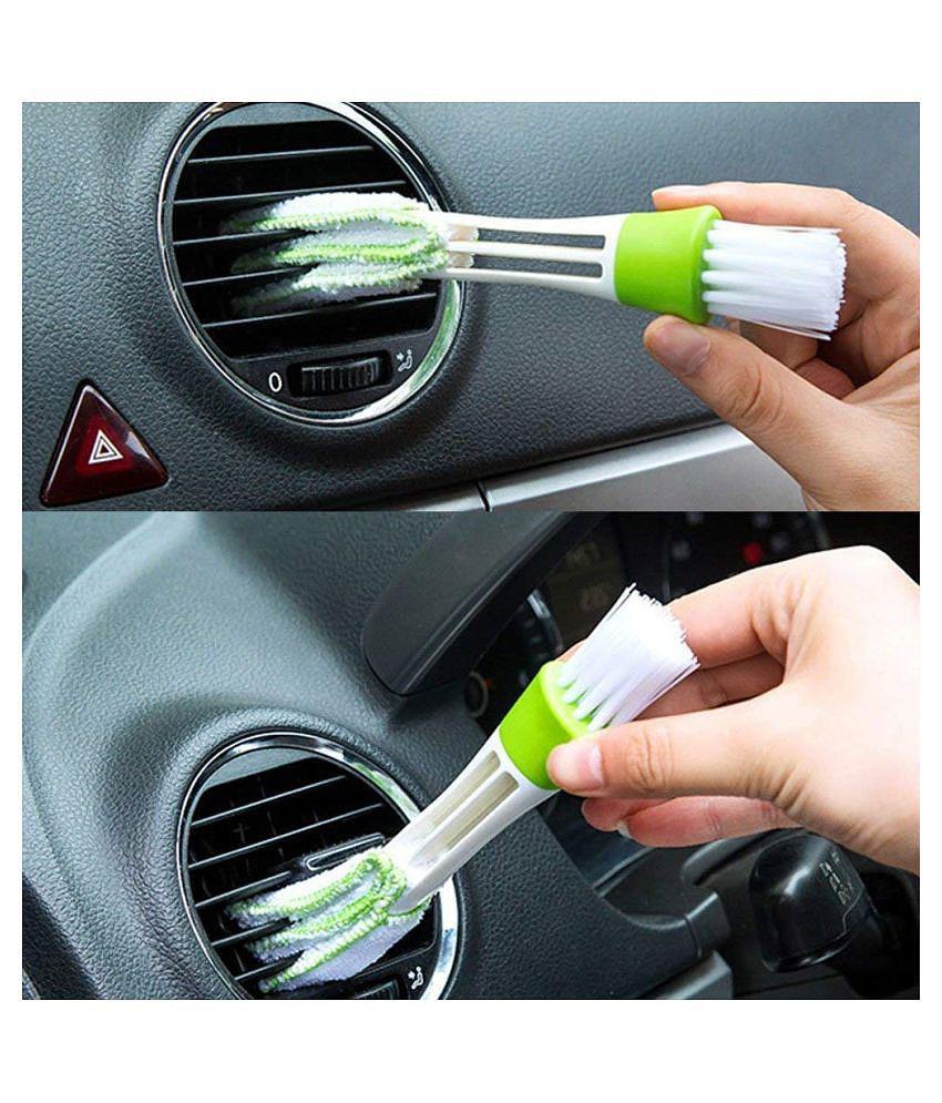 HOMETALES - Car Cleaning Car AC Vent Window Brush Double Head Keyboard Clean Brush Multifunctional Auto Indoor Air-Condition Outlet Cleaning Tools car accessories (Pack of 1)