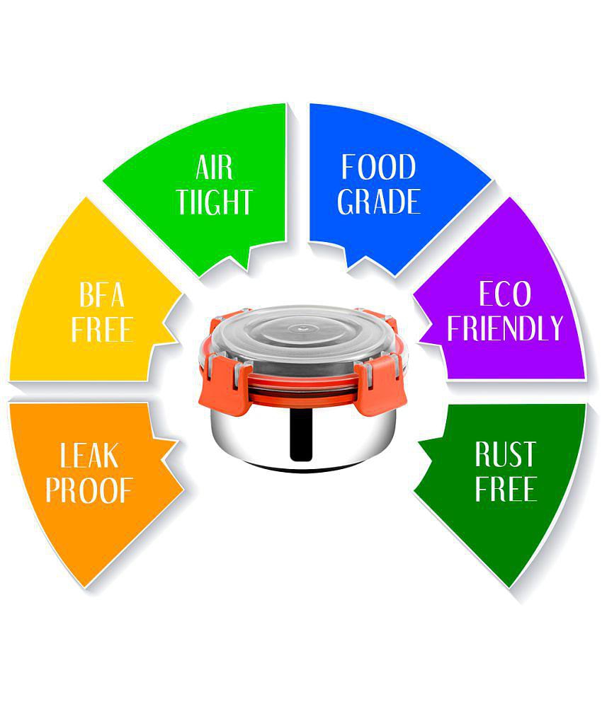 BOWLMAN - Steel Orange Food Container ( Set of 4 - 350mL each ) - Orange