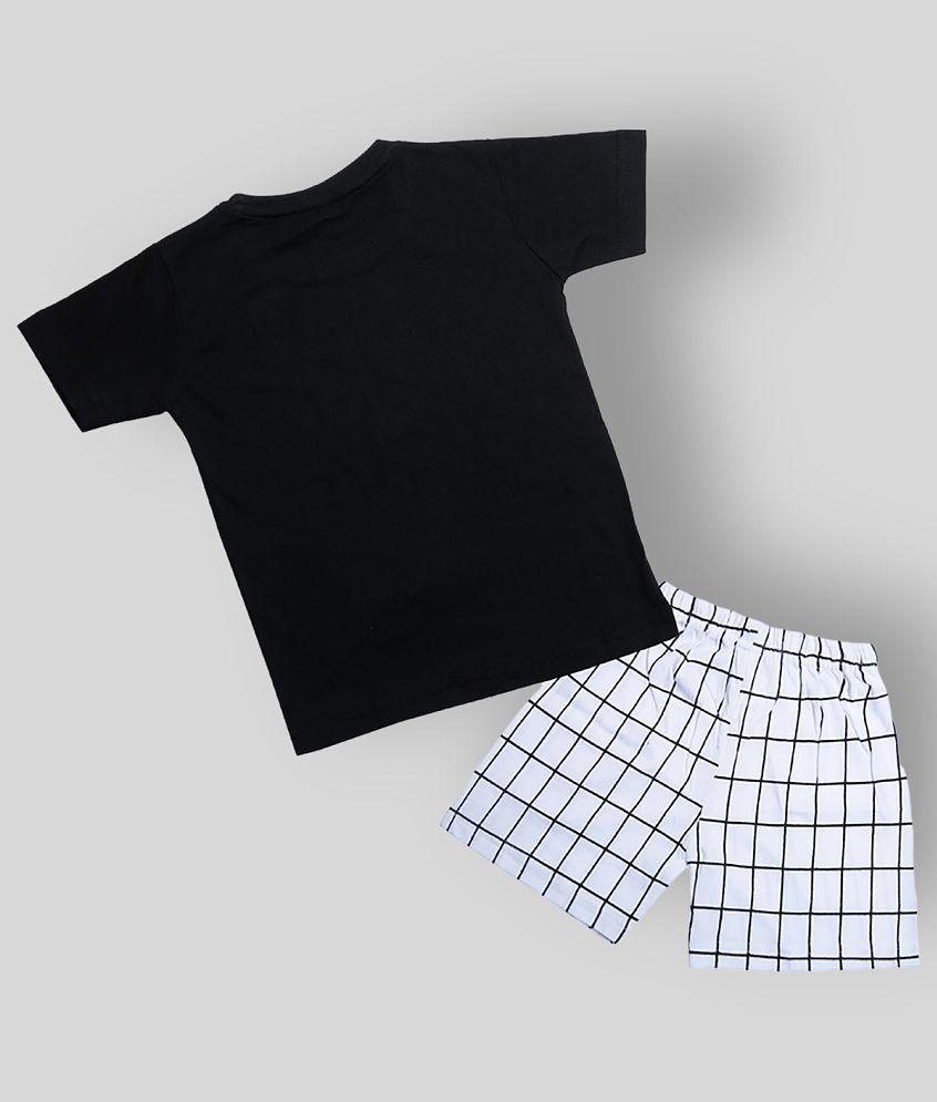 Top Men CATCUB - Black Cotton Blend Boys T-Shirt & Shorts ( Pack of 1 ) - None 2025 at ShopCircu